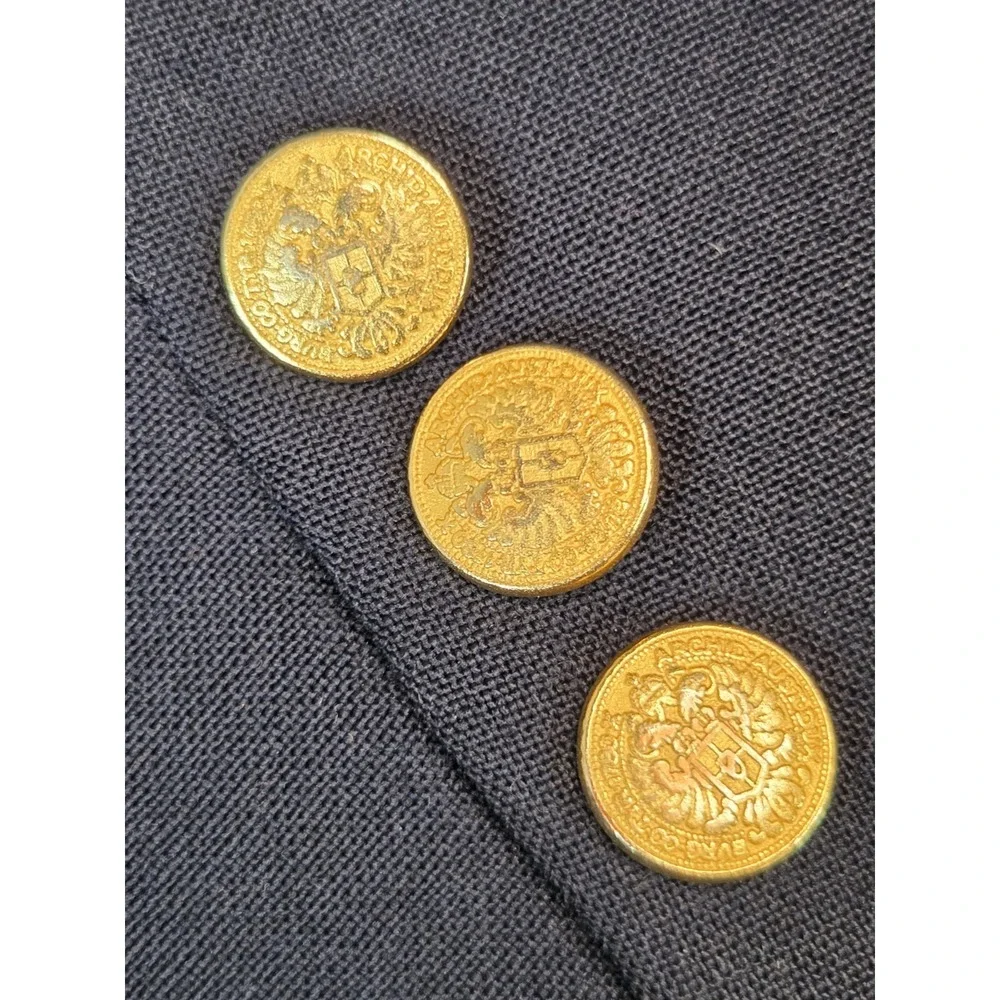 Bill Blass Wool Blazer Mens 48 Navy Blue Gold Buttons Jacket